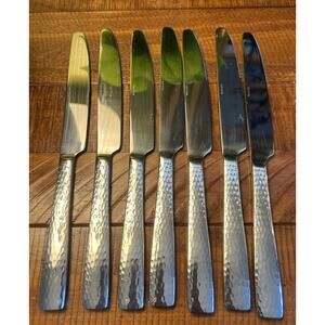 Wallace Continental Hammered Handle Set of 7 Dinner Knives 18/10 Stainless Steel